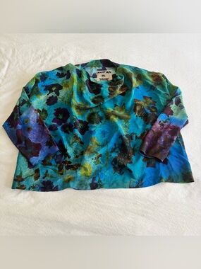 Anttian Blue-Green Floral Tie-Dye Women’s Top